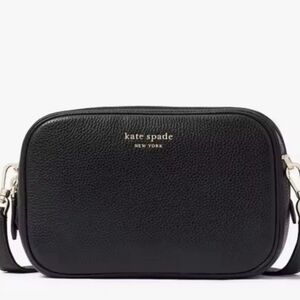 Kate Spade Astrid Medium Camera Bag Black Pebbled Leather Crossbody Purse
